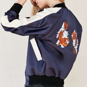 Urban Renewal Embroidered Satin Bomber Jacket